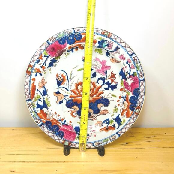 Antique 1813-1820 Masons Ironstone 8" Plate Water Lily Pattern, Signed 2/4 - 8" - Picture 5 of 5